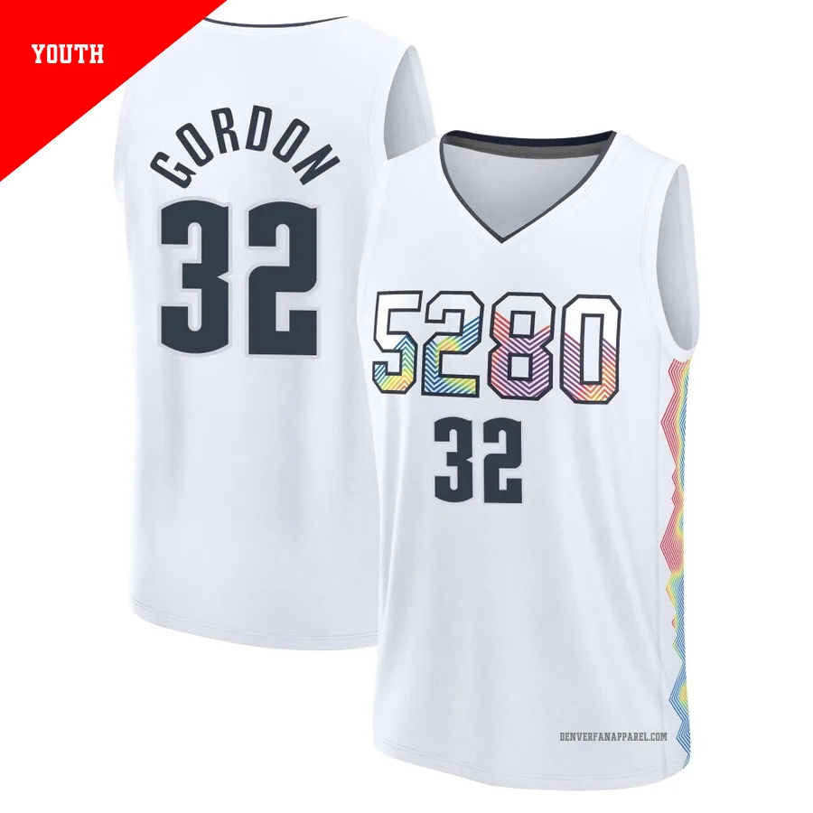 Aaron Gordon ＃32 Youth 2024/25 Denver Nuggets White Fast Break City Edition Jersey