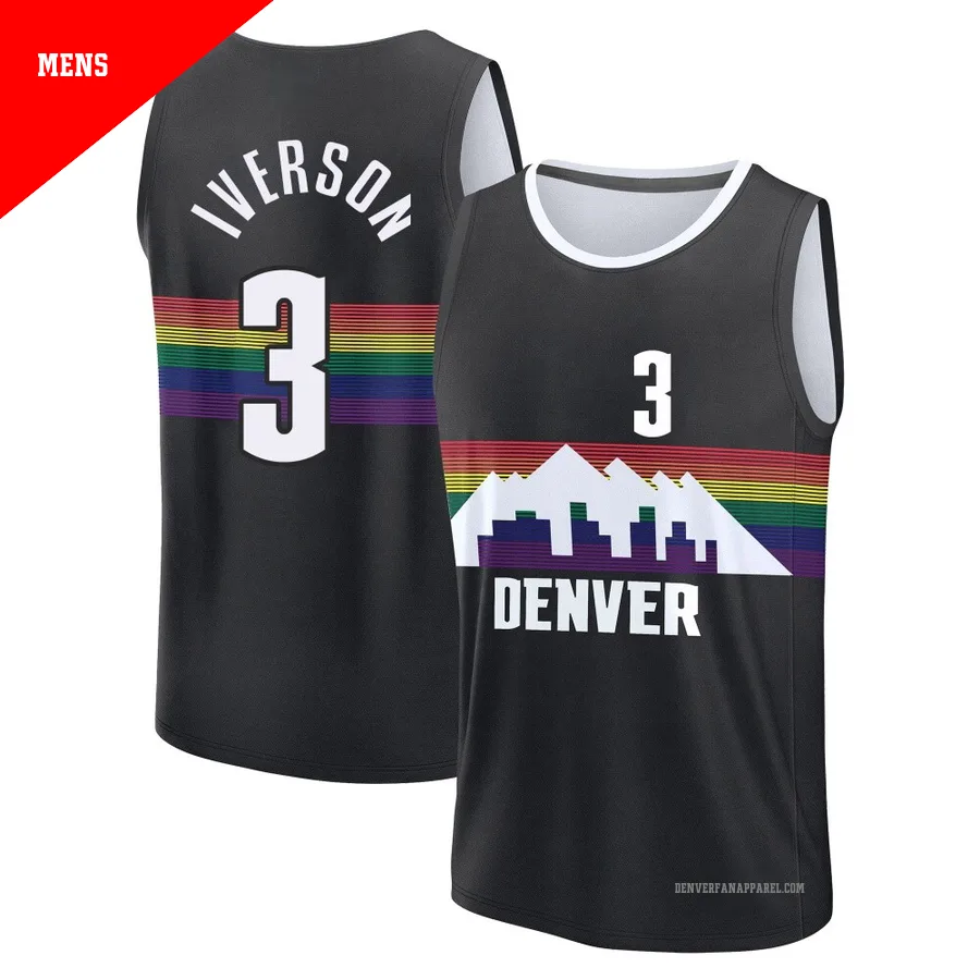 Allen Iverson ＃3 Men's 2025/26 Denver Nuggets Fast Break Black City Edition Jersey