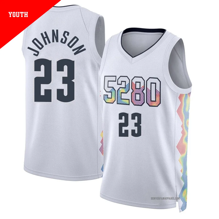 Cameron Johnson ＃23 Youth Swingman 2024/25 Denver Nuggets White City Edition Jersey