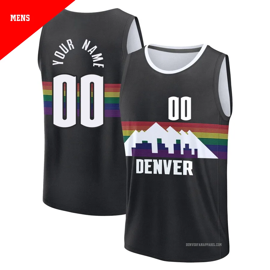 Custom ＃00 Men's 2025/26 Denver Nuggets Fast Break Black City Edition Jersey