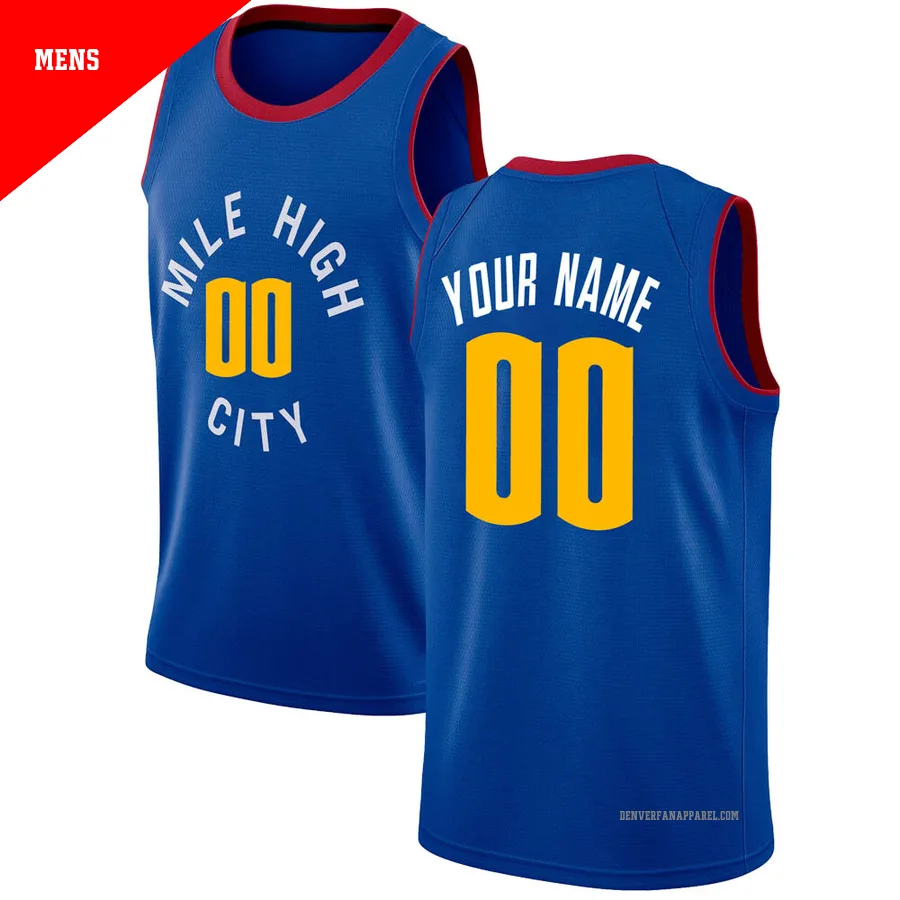 Custom ＃00 Men's Swingman Blue Denver Nuggets Jersey - Statement Edition