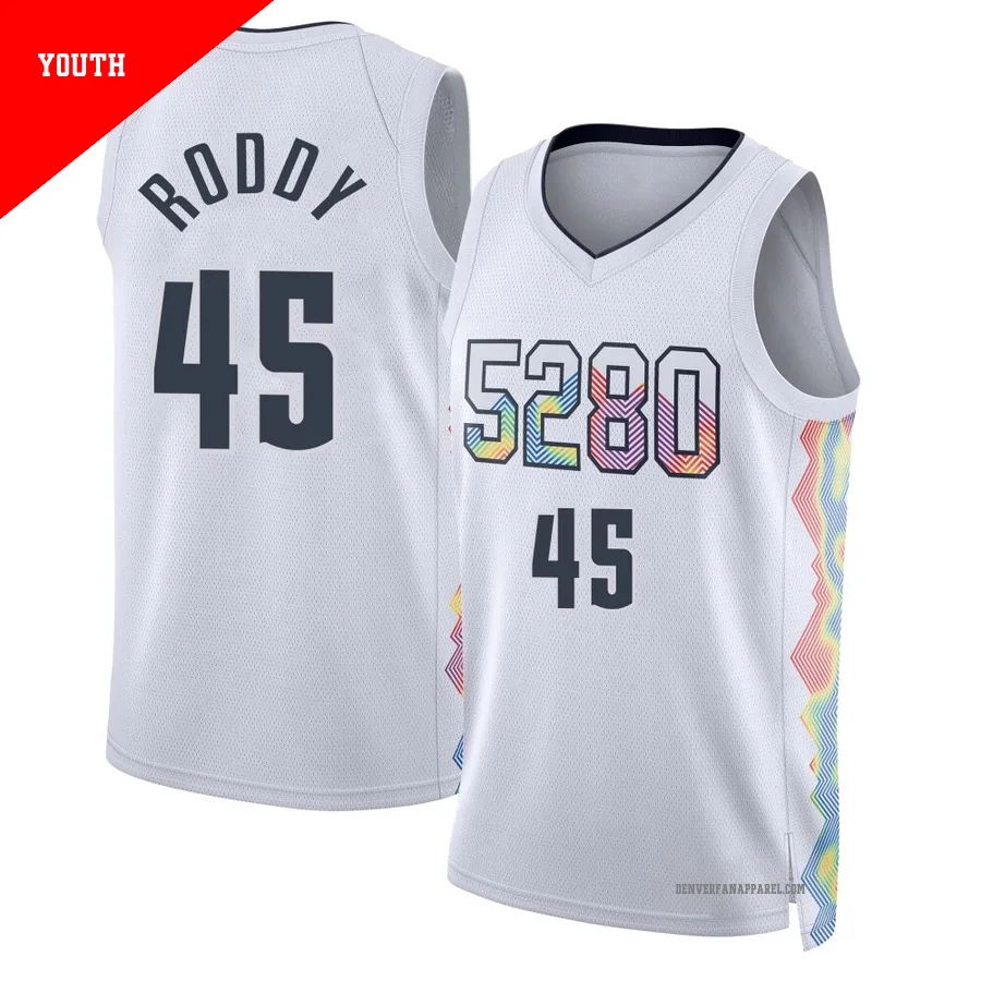 David Roddy ＃45 Youth Swingman 2024/25 Denver Nuggets White City Edition Jersey