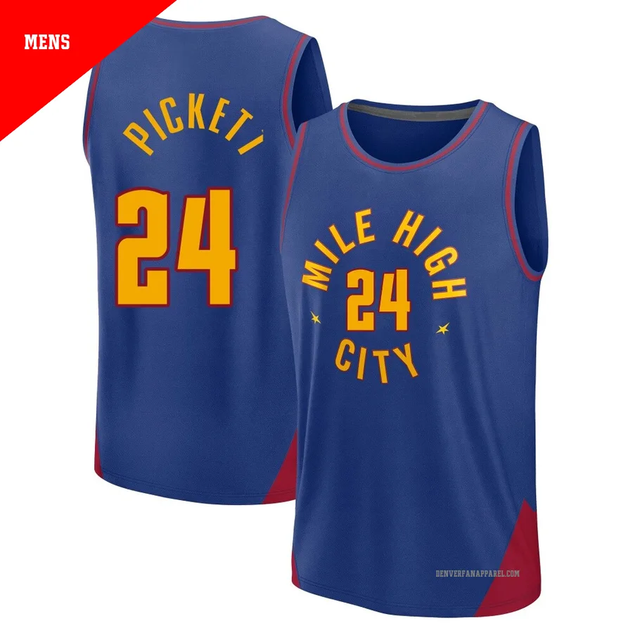 Jalen Pickett ＃24 Men's 2024/25 Denver Nuggets Fast Break Blue Statement Edition Jersey