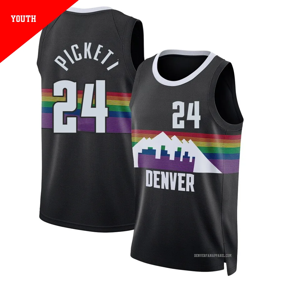 Jalen Pickett ＃24 Youth Swingman 2025/26 Denver Nuggets Black City Edition Jersey