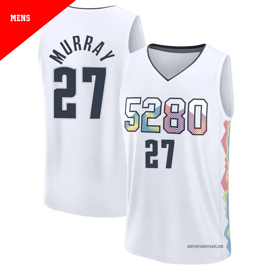 Jamal Murray ＃27 Men's 2024/25 Denver Nuggets White Fast Break City Edition Jersey