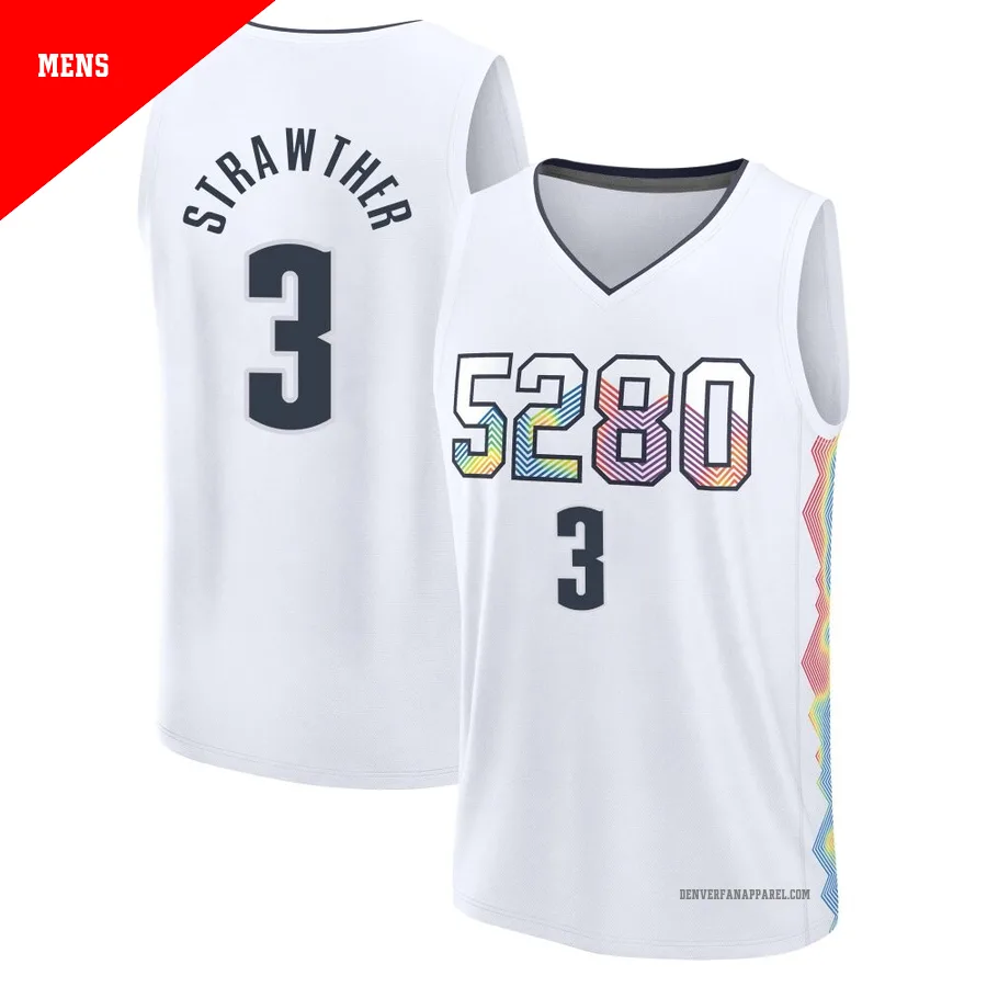 Julian Strawther ＃3 Men's 2024/25 Denver Nuggets White Fast Break City Edition Jersey