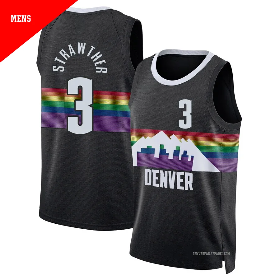 Julian Strawther ＃3 Men's Swingman 2025/26 Denver Nuggets Black City Edition Jersey