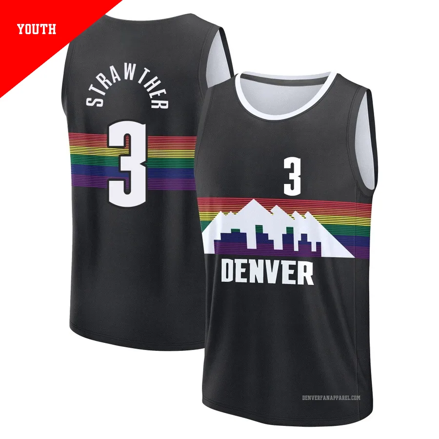Julian Strawther ＃3 Youth 2025/26 Denver Nuggets Fast Break Black City Edition Jersey