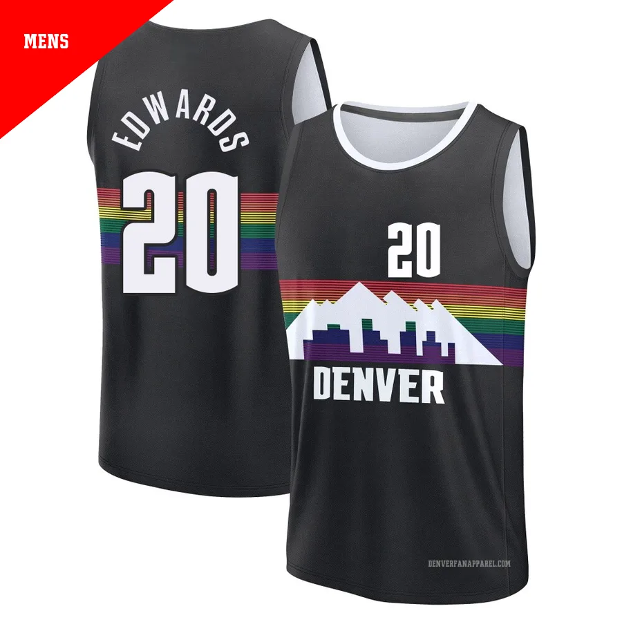 Kessler Edwards ＃20 Men's 2025/26 Denver Nuggets Fast Break Black City Edition Jersey