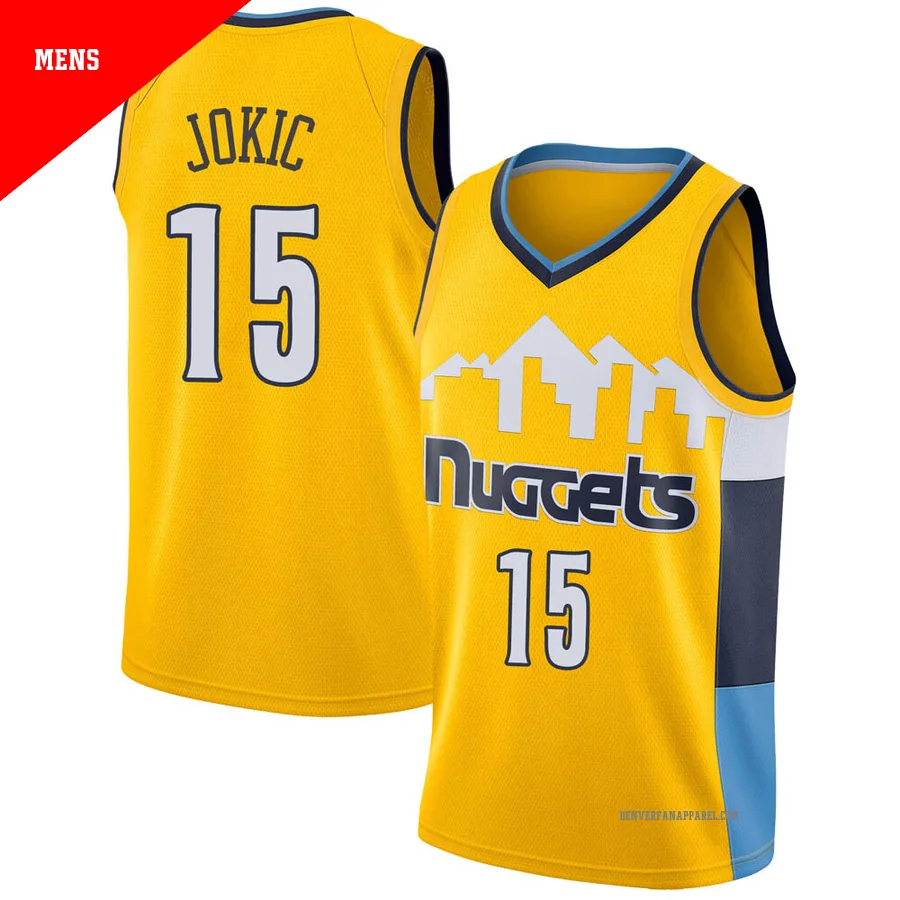 Nikola Jokic ＃15 Men's Swingman Yellow Denver Nuggets Jersey - Statement Edition