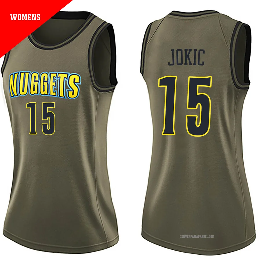 Nikola Jokic ＃15 Women's Swingman Green Denver Nuggets Salute to Service Jersey