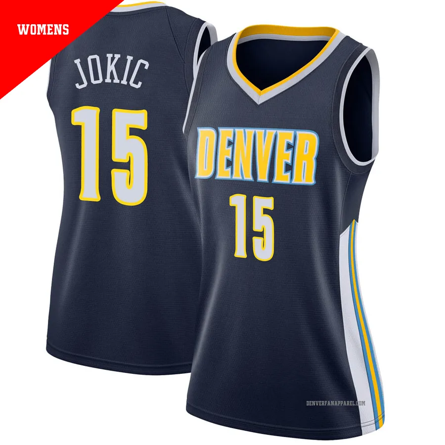 Nikola Jokic ＃15 Women's Swingman Navy Denver Nuggets Jersey - Icon Edition