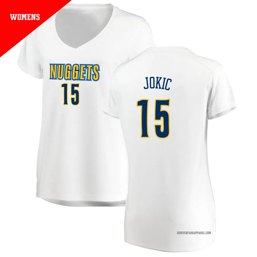 Nikola Jokic ＃15 Women's White Denver Nuggets Fast Break Jersey - Association Edition