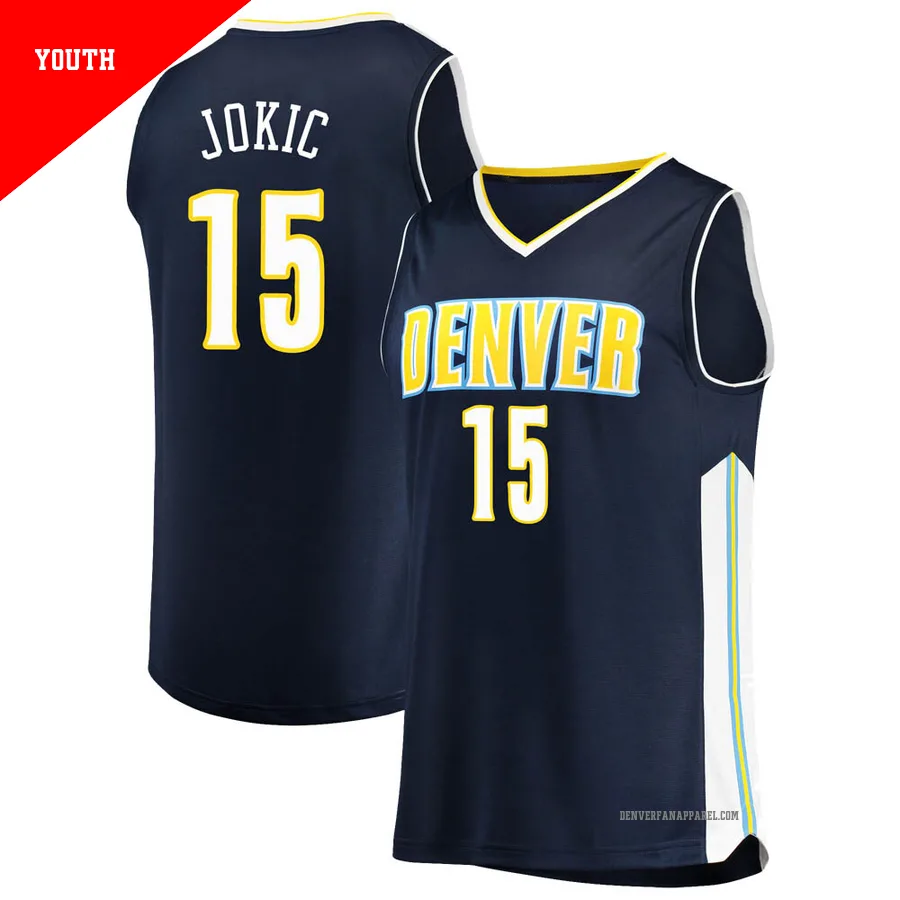Nikola Jokic ＃15 Youth Navy Denver Nuggets Fast Break Jersey - Icon Edition