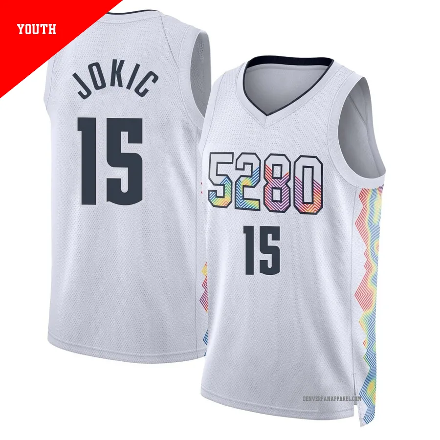Nikola Jokic ＃15 Youth Swingman 2024/25 Denver Nuggets White City Edition Jersey