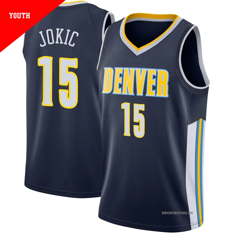 Nikola Jokic ＃15 Youth Swingman Navy Denver Nuggets Jersey - Icon Edition