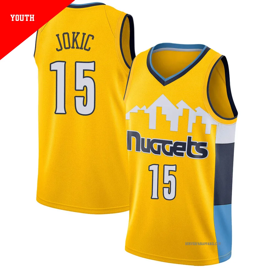 Nikola Jokic ＃15 Youth Swingman Yellow Denver Nuggets Jersey - Statement Edition