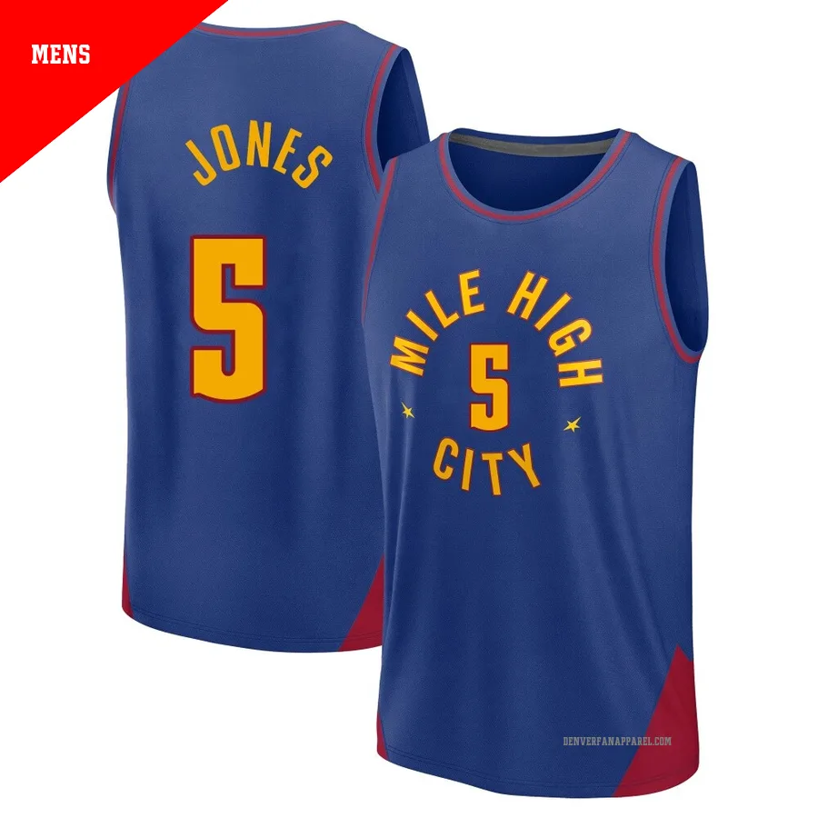 Tyus Jones ＃5 Men's 2024/25 Denver Nuggets Fast Break Blue Statement Edition Jersey
