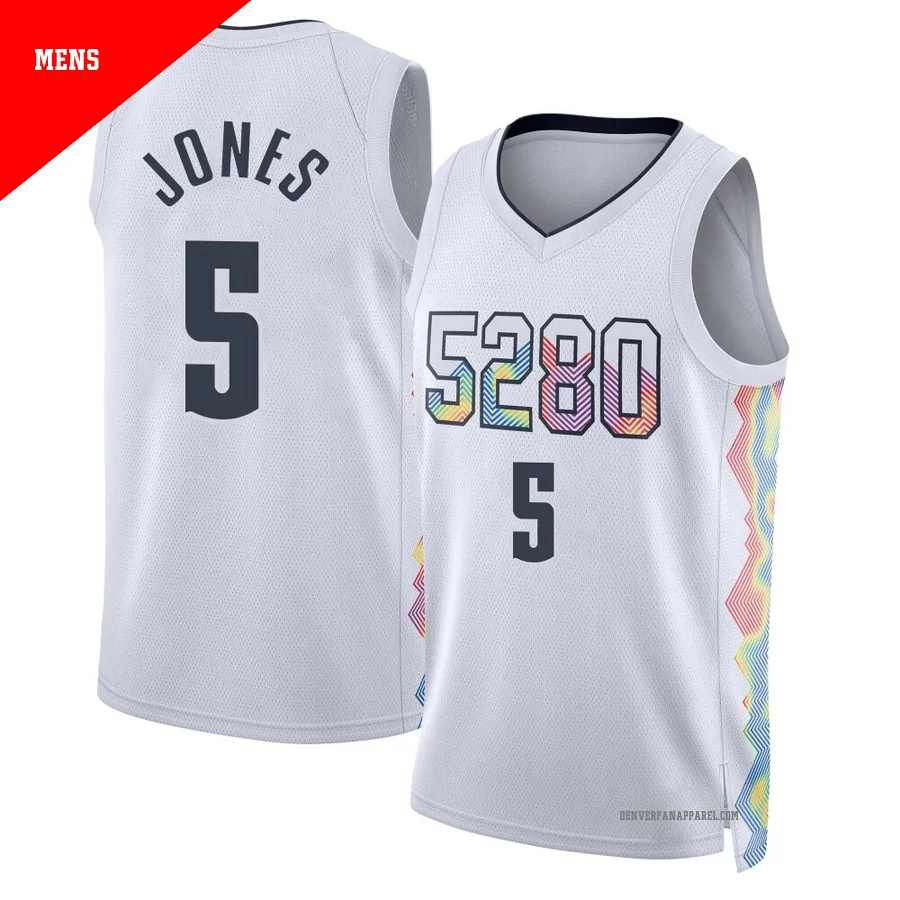 Tyus Jones ＃5 Men's Swingman 2024/25 Denver Nuggets White City Edition Jersey